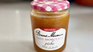 Pot de confiture Bonne Maman sans morceaux pêche, 70 % de fruits