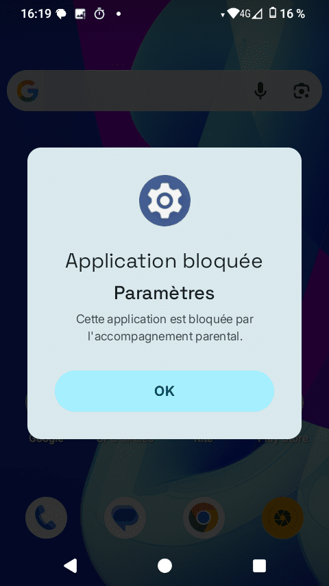 Paramètre bloqué sur SPC WUUM ONE