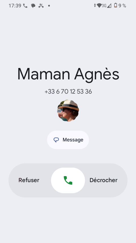 Appel entrant page accueil SPC WUUM ONE