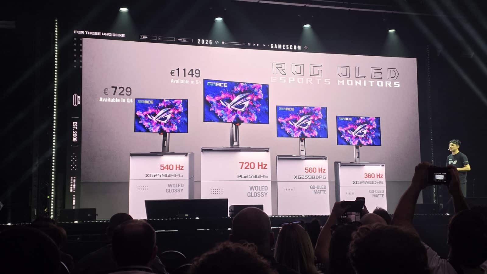 La gamme de moniteurs OLED esport ROG et ses tarifs, présentés à la Gamescom 2026