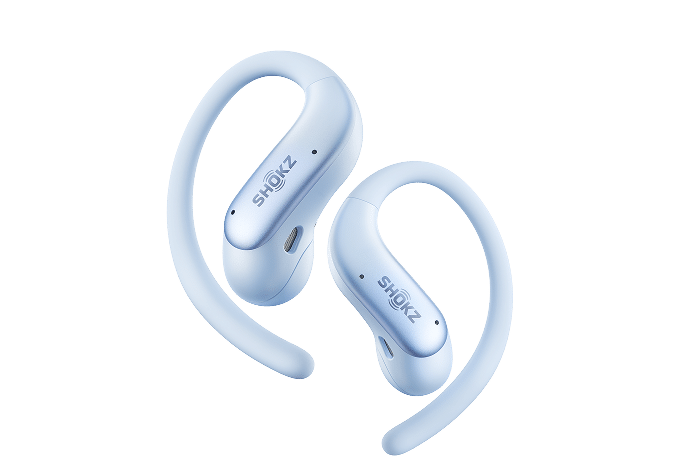 Shokz OpenFit Air 2 en coloris Bleu Glacier, écouteurs à oreille ouverte