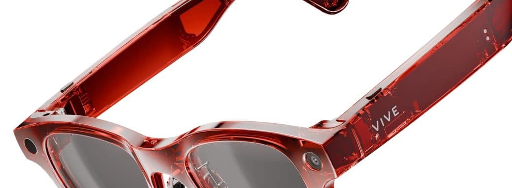 Lunettes connectées HTC VIVE Eagle monture Square transparente coloris Berry avec caméra visible