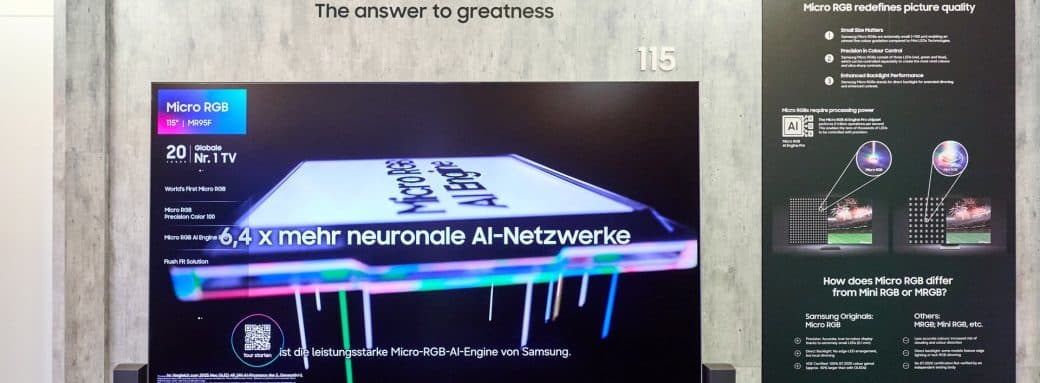 Téléviseur Samsung Micro RGB 115 pouces exposé à Samsung Connect pendant l'IFA 2026