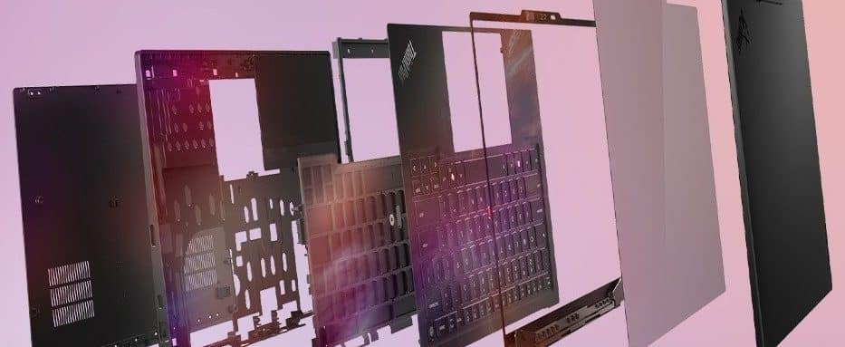 Vue éclatée du châssis Space Frame du ThinkPad X1 Carbon Gen 14, principale différence avec le X1 Carbon Gen 13
