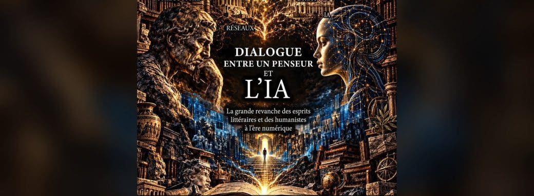 Couverture du livre Dialogue entre un penseur et l'IA de thierry Ehrmann, un livre rédigé par l'IA